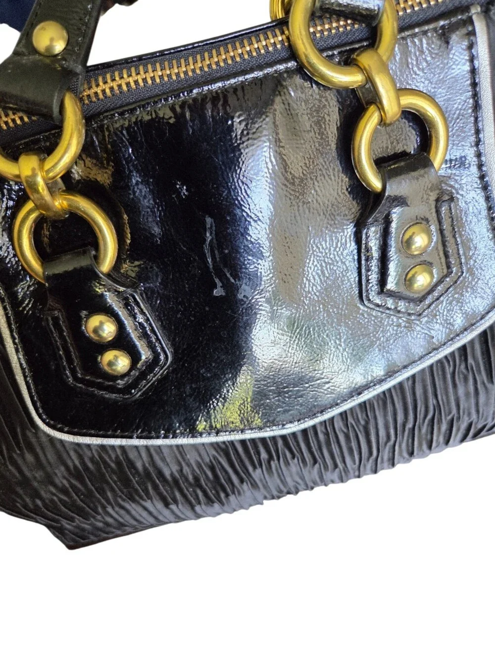 Coach Ashley Gathered Leather Satchel Black Purse F14493 Shoulder Bag Y2k